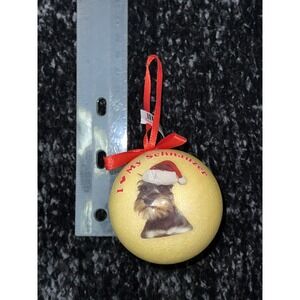 I LOVE MY Schnauzer DOG Christmas Tree Ornament  Santa Hat Sparkly